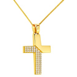 Χρυσός σταυρός βάπτισης αρραβώνα Κ14 με αλυσίδα